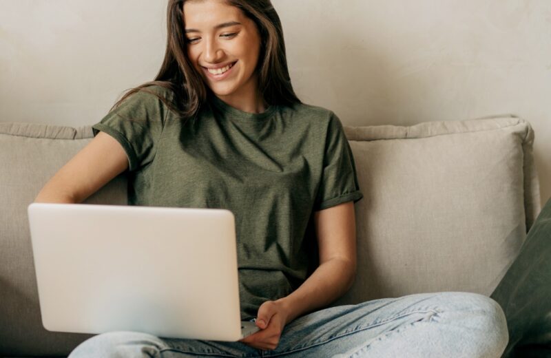 Student working on a laptop