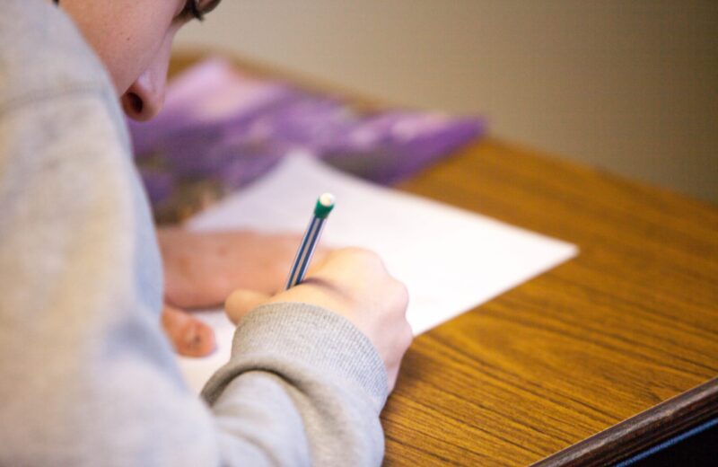 Student taking a test