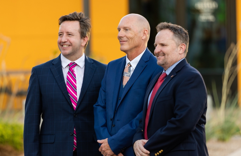 Graduation Solutions Founder Jim Lee taking a photo with Pima County School Superintendent Dustin Williams and Maricopa County School Superintendent Steve Watson