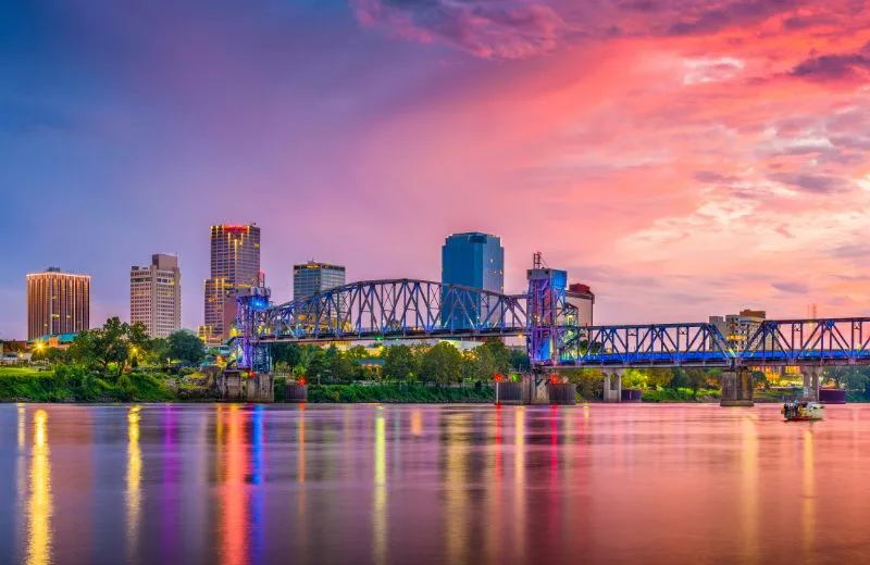 Photo looking over the river at downtown Little Rock, Arkansas