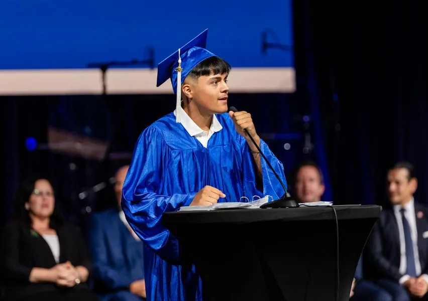 Graduate speaker addresses friends, family, and fellow graduates